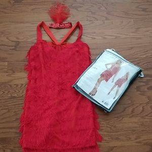MYSTERY HOUSE RED FLAPPER COSTUME SIZE M